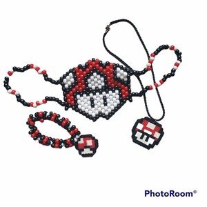 3PC RED MUSHROOM PONYBEAD (KANDI) SET